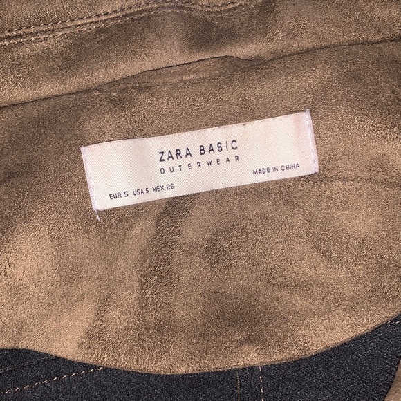 ZARA Basic Outerwear Collection - Suede Moto Jacket in Brown SIZE SMALL! - Picture 4 of 5